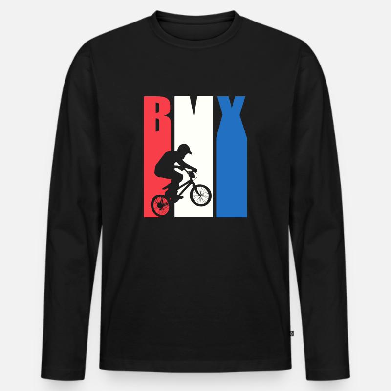 Cooles Retro BMX Design - Männer Premium Bio Langarmshirt - Schwarz