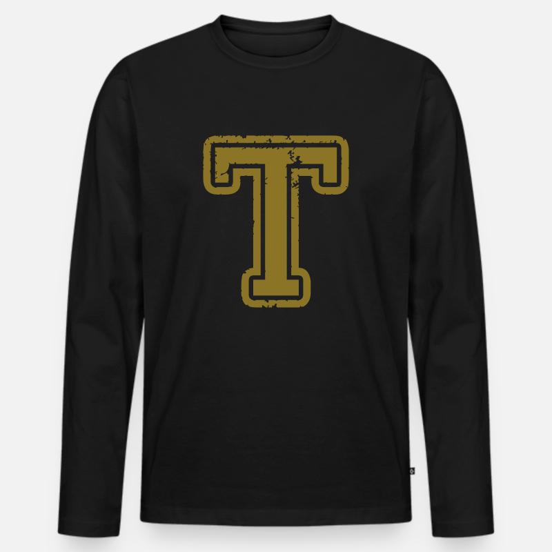 t - Buchstabe - Männer Premium Bio Langarmshirt - Schwarz