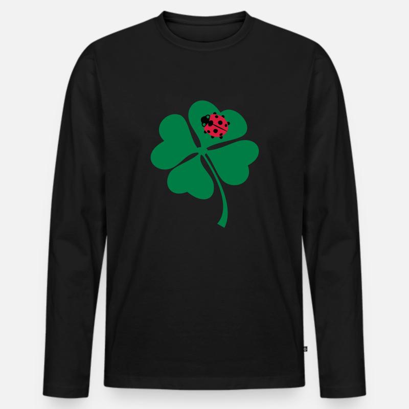Marienkäfer Kleeblatt - Männer Premium Bio Langarmshirt - Schwarz