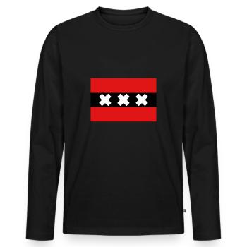 Amsterdam - Männer Premium Bio Langarmshirt - Schwarz - Vorne - Nico (187cm)