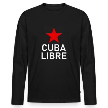 Cuba Libre - Kuba - Fidel - Castro Ché - Havanna - Männer Premium Bio Langarmshirt - Schwarz - Vorne - Nico (187cm)