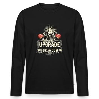 Grill T-Shirt Spruch Beef Is The Perfect Upgrade - Männer Premium Bio Langarmshirt - Schwarz - Vorne - Nico (187cm)