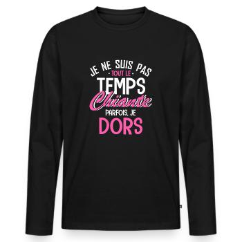 je ne suis pas tout le temps chiante - T-shirt manches longues Premium bio Homme - noir - Devant - Nico (187cm)