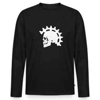 Fahrrad, Rennrad, MTB, Männer, Totenkopf, Geschenk - Männer Premium Bio Langarmshirt - Schwarz - Vorne - Nico (187cm)