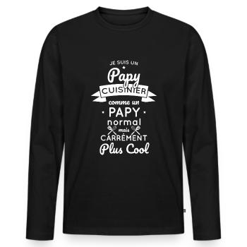 Papy cuisinier comme un papy normal plus cool - T-shirt manches longues Premium bio Homme - noir - Devant - Nico (187cm)