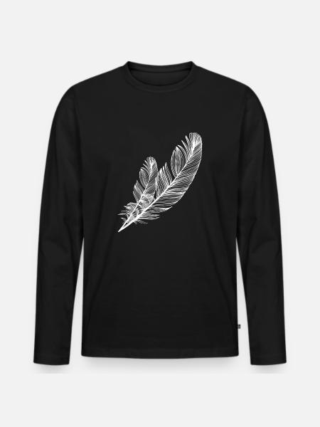 small and large feather - Men's Premium Organic Long Sleeve Shirt - black