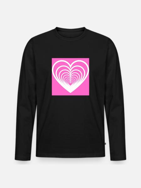 Coeurs Mêlés Rose - T-shirt manches longues Premium bio Homme - noir