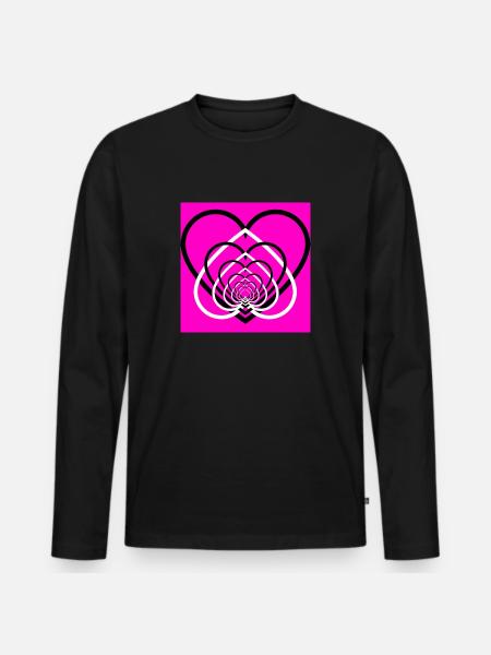 Cœurs Entremêlés Rose - T-shirt manches longues Premium bio Homme - noir