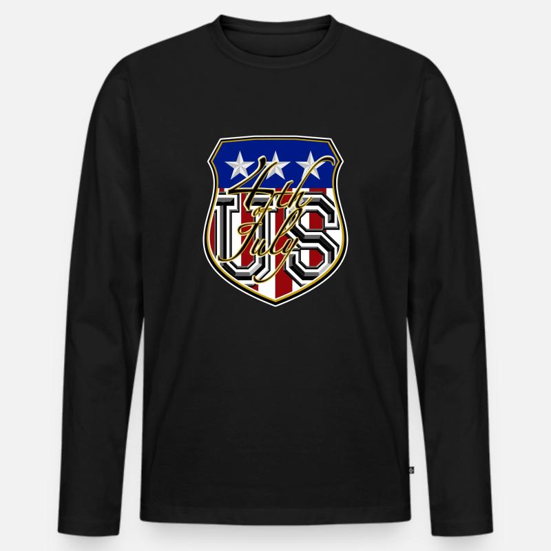 US 4th July - Männer Premium Bio Langarmshirt - Schwarz
