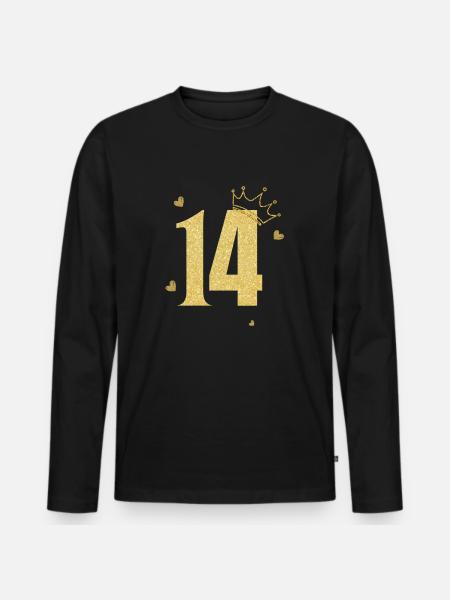14th Anniversary Golden Crown - Men's Premium Organic Long Sleeve Shirt - black