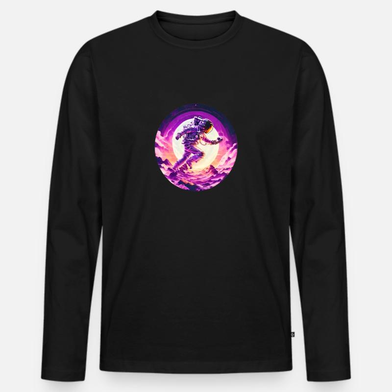 wunderschönes Astronauten Sunset Design - Männer Premium Bio Langarmshirt - Schwarz