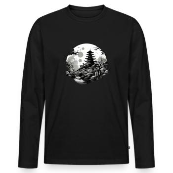 Japan black and white - Men's Premium Organic Long Sleeve Shirt - black - Front - Nico (187cm)