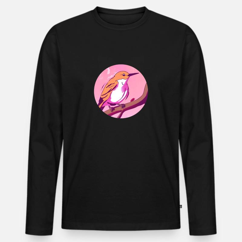 Frühlingserwachen Vogel - Männer Premium Bio Langarmshirt - Schwarz