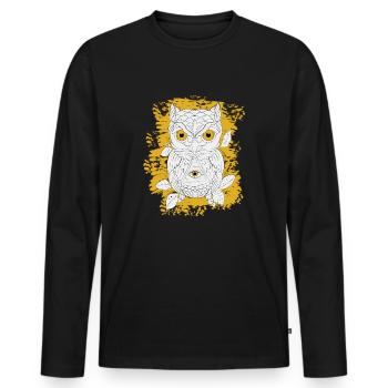 HIBOU D’OR LINÉAIRE - T-shirt manches longues Premium bio Homme - noir - Devant - Nico (187cm)