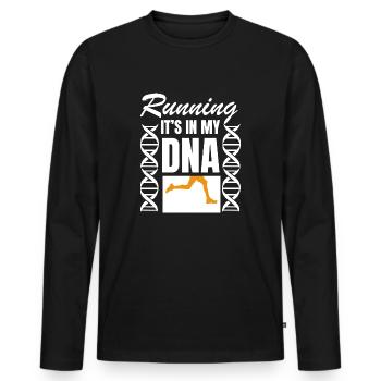Marathon Running Jogging - Männer Premium Bio Langarmshirt - Schwarz - Vorne - Nico (187cm)