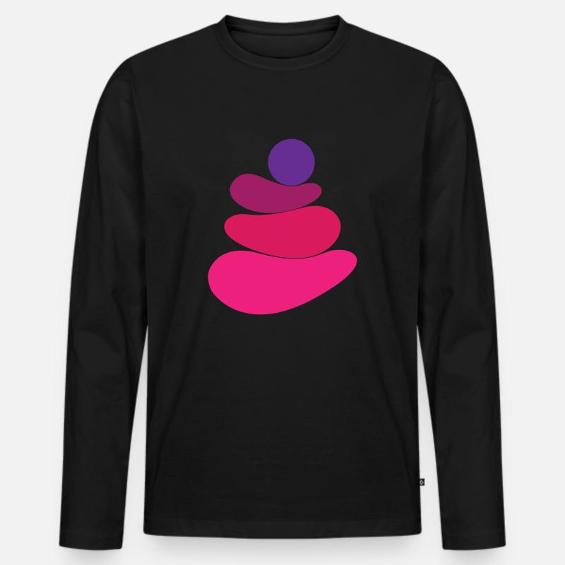 Rosafarbenes Stein-/Felsen-Logo - Männer Premium Bio Langarmshirt - Schwarz