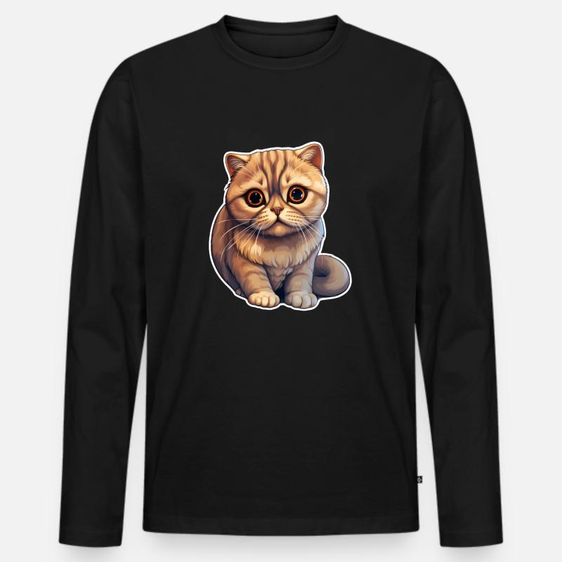 Scottish Fold Katze - Männer Premium Bio Langarmshirt - Schwarz