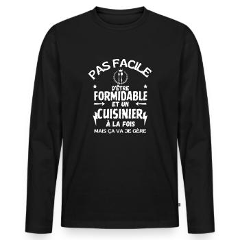 GREAT COOK - Men's Premium Organic Long Sleeve Shirt - black - Front - Nico (187cm)
