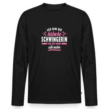 Ich bin die hübsche Schwingerin - Männer Premium Bio Langarmshirt - Schwarz - Vorne - Nico (187cm)