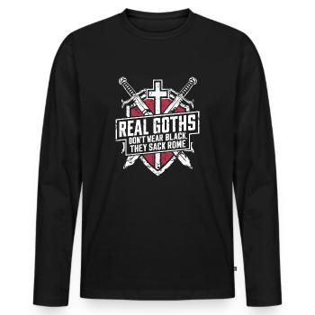 Römer vs. Goths: Echter Style - Männer Premium Bio Langarmshirt - Schwarz - Vorne - Nico (187cm)