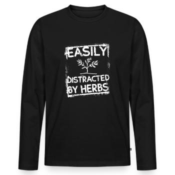 Fascinated by herbs - Men's Premium Organic Long Sleeve Shirt - black - Front - Nico (187cm)