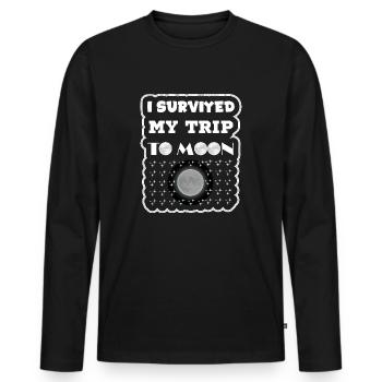 T-shirt I survived my trip to moon 2025 - T-shirt manches longues Premium bio Homme - noir - Devant - Nico (187cm)