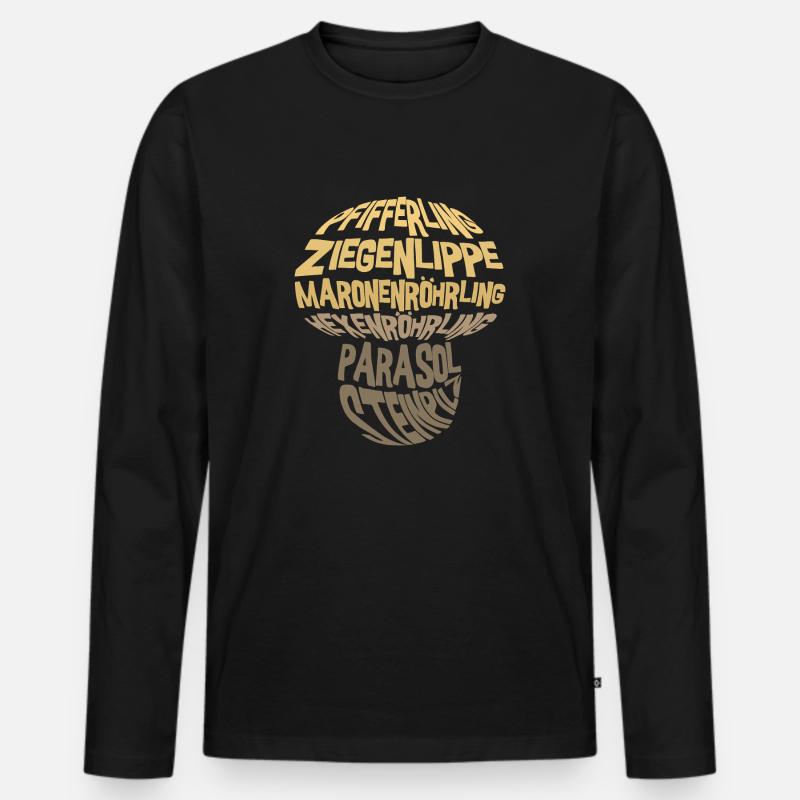 mushroom - Männer Premium Bio Langarmshirt - Schwarz