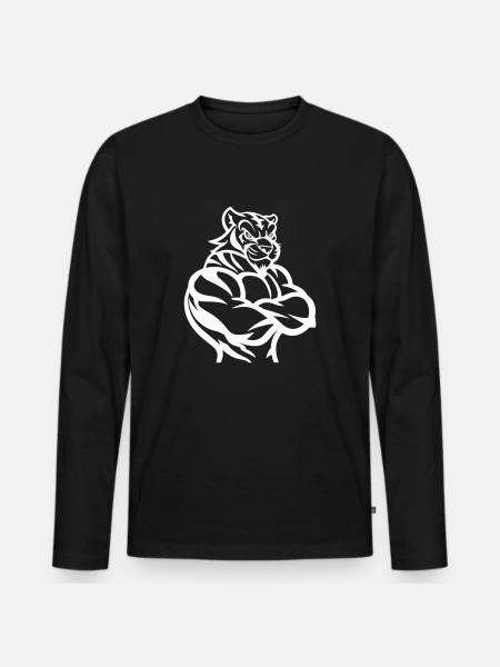 tiger - Männer Premium Bio Langarmshirt - Schwarz