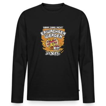 "...Ich zocke". Lustiges Design Für Gamer / Zocker - Männer Premium Bio Langarmshirt - Schwarz - Vorne - Nico (187cm)
