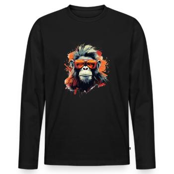 Cooler Party Affe mit Sonnenbrille - Männer Premium Bio Langarmshirt - Schwarz - Vorne - Nico (187cm)