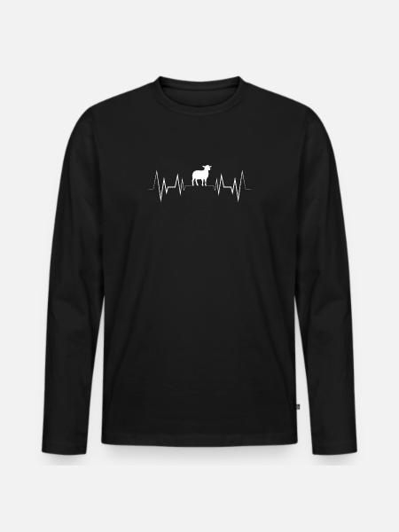 Heartbeat Sheep Silhouette - Men's Premium Organic Long Sleeve Shirt - black