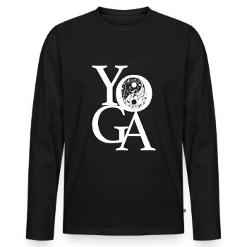 Yoga Yin Yang lettrage - T-shirt manches longues Premium bio Homme - noir - Devant - Nico (187cm)