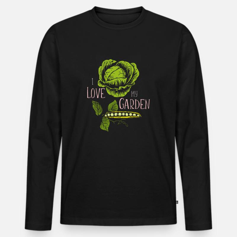 Gemüsegarten - Männer Premium Bio Langarmshirt - Schwarz