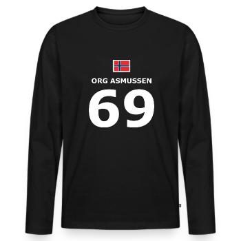 Lustiges Fußballtrikot - Org Asmussen - Männer Premium Bio Langarmshirt - Schwarz - Vorne - Nico (187cm)