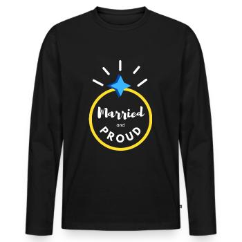 marié et fier - T-shirt manches longues Premium bio Homme - noir - Devant - Nico (187cm)