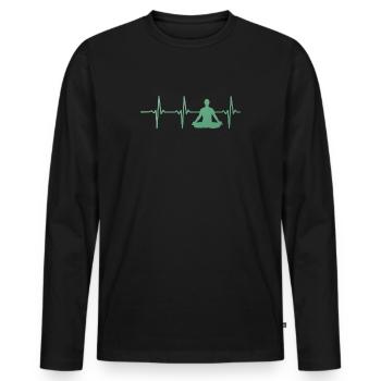 Heartbeat Meditation Silhouette - Men's Premium Organic Long Sleeve Shirt - black - Front - Nico (187cm)