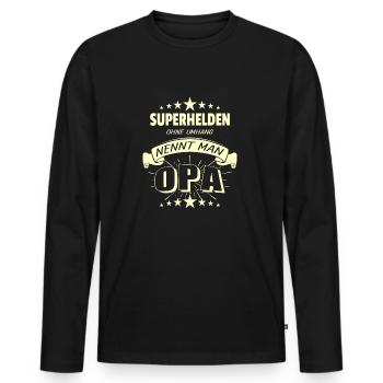 Superhelden ohne Umhang Opa Enkel Enkelin Geschenk - Männer Premium Bio Langarmshirt - Schwarz - Vorne - Nico (187cm)