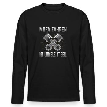 Mofa Moped Mokick Fahren Mofafahrer Geschenk - Männer Premium Bio Langarmshirt - Schwarz - Vorne - Nico (187cm)