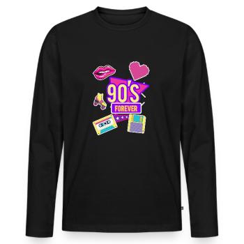 I Love The 90's 90er Forever Love Geschenk - Männer Premium Bio Langarmshirt - Schwarz - Vorne - Nico (187cm)