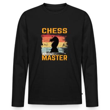 Chess Chessboard Chess Player Chess Gift - T-shirt manches longues Premium bio Homme - noir - Devant - Nico (187cm)