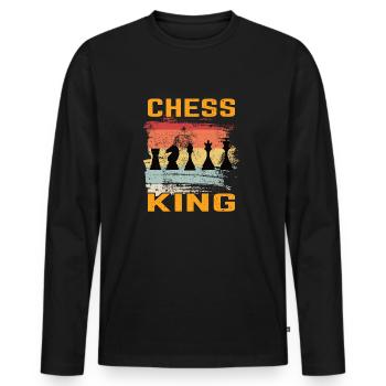 Chess Chessboard Chess Player Chess Gift - T-shirt manches longues Premium bio Homme - noir - Devant - Nico (187cm)