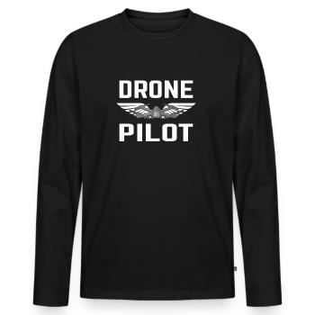 Drohne Drohnen Pilot Drone Quadrocopter Geschenk - Männer Premium Bio Langarmshirt - Schwarz - Vorne - Nico (187cm)