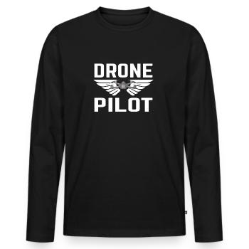 Drohne Drohnen Pilot Drone Quadrocopter Geschenk - Männer Premium Bio Langarmshirt - Schwarz - Vorne - Nico (187cm)