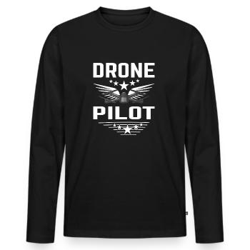 Drohne Drohnen Pilot Drone Quadrocopter Geschenk - Männer Premium Bio Langarmshirt - Schwarz - Vorne - Nico (187cm)