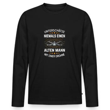 Drohne Drohnen Pilot Geschenk - Männer Premium Bio Langarmshirt - Schwarz - Vorne - Nico (187cm)