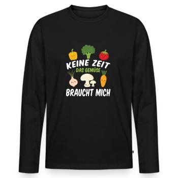 Keine Zeit das Gemüse braucht mich Gärtner Beet - Männer Premium Bio Langarmshirt - Schwarz - Vorne - Nico (187cm)