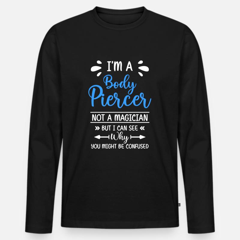 Piercer Körperschmuck Piercingstudio - Männer Premium Bio Langarmshirt - Schwarz