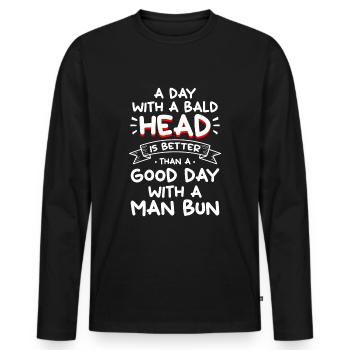 Hairstyle Bald beard - Men's Premium Organic Long Sleeve Shirt - black - Front - Nico (187cm)