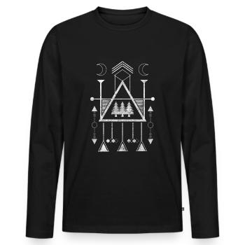 Runes, Symbols, Religion, Spiritual - Men's Premium Organic Long Sleeve Shirt - black - Front - Nico (187cm)