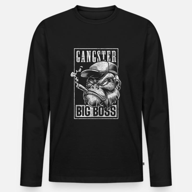 Affe Sport Natur Primat - Männer Premium Bio Langarmshirt - Schwarz